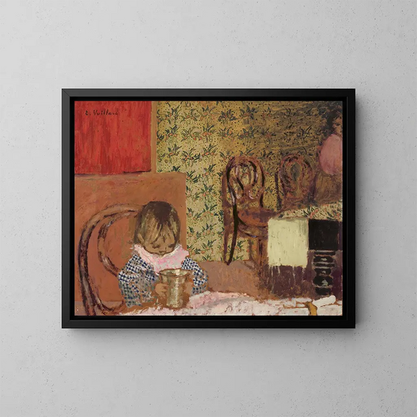 Kinder-Gemälde mit Becher - Édouard Vuillard — gerahmtes Bild an der Wand
