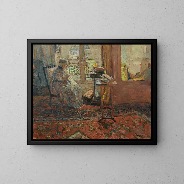 La Couseuse devant la fenêtre - Édouard Vuillard — gerahmtes Bild an der Wand