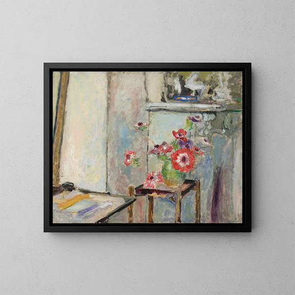 Die Anemonen auf einem kleinen Tisch - Édouard Vuillard — gerahmtes Bild an der Wand