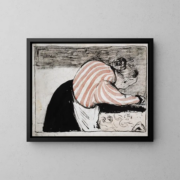 Alte Frau, die den Tisch deckt - Édouard Vuillard — gerahmtes Bild an der Wand