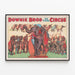 Vintage-Circusposter Downie Bros Big 3-Ring mit Elefanten und Künstlern — gerahmtes Bild an der Wand