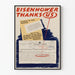 Vintage-Wandposter Eisenhower Thanks Us – Industrielle und historische Dekoration