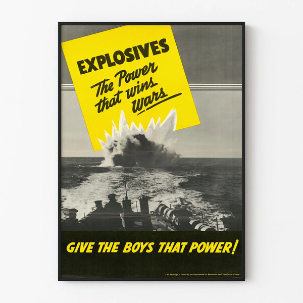 Vintage-Warposter Explosives Die Kraft, die Kriege gewinnt