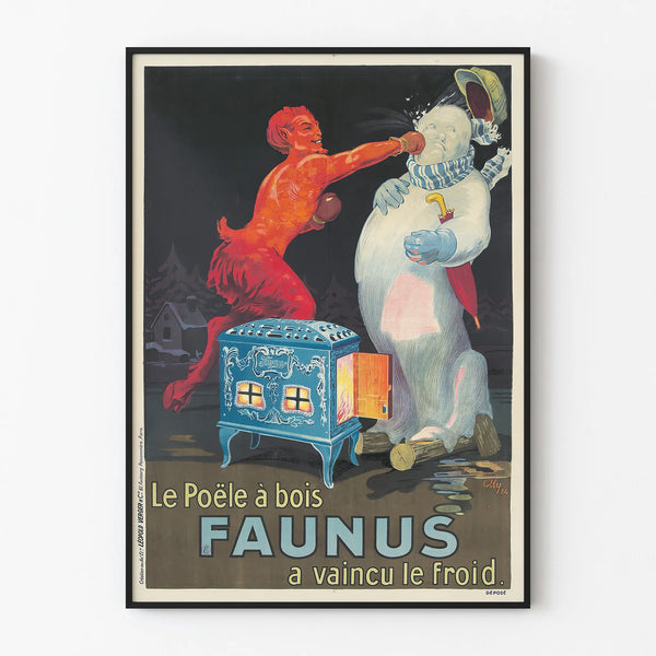 Vintage-Poster Holzofen Faunus Wanddekoration