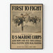 Vintage-Rekrutierungs-Poster des U.S. Marine Corps – Erste im Kampf