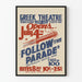 Vintage-Poster Follow the Parade - Wanddekoration Theater Griechisch