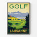 Vintage-Poster Golf Lausanne Schweiz, Retro-Wanddekoration