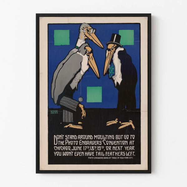 graphic-design-for-photo-engravers-convention-chicago-poster-featuring-cartoon-like-storks