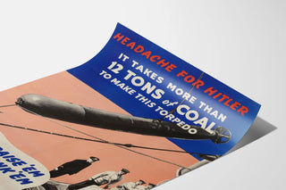 Propagandaposter für Militär, Torpedo und Kohle
