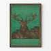 Dekoratives Poster mit majestätischem Hirsch vor grünem Hintergrund Artem Legrand