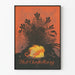 Vintage Dekorationsposter Hut-Ausstellung mit schwarzer und orangefarbener Feder