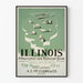 Vintage-Poster Illinois-Karte mit Illustrationen – Historischer Führer und Beschreibung