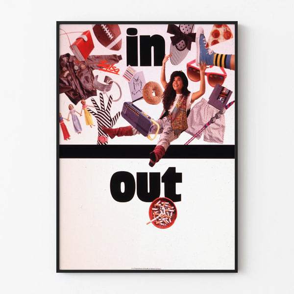 Vintage-Poster Wanddekoration im In-Out-Stil der 90er Jahre