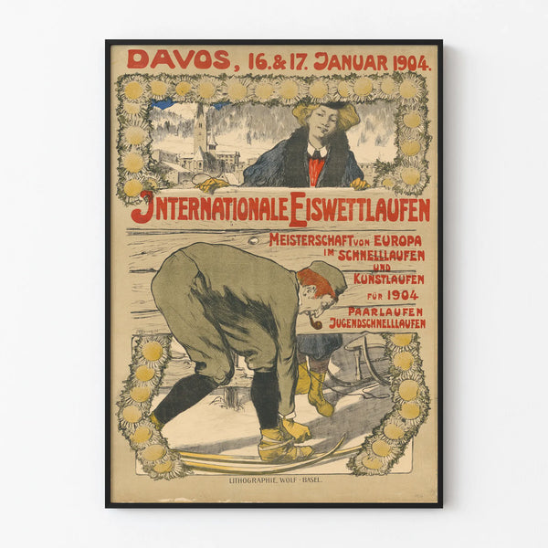 Vintage-Poster Wettlauf Eiskunstlauf Davos 1904