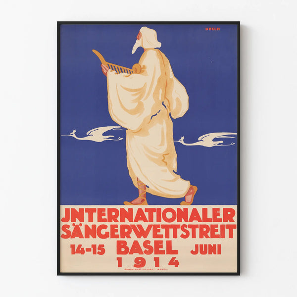 Vintage-Poster des Internationalen Sängerwettbewerbs Basel 1914