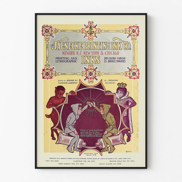 Vintage-Werbeplakat der Jaenecke Printing Ink Co. – Industrielle Retro-Wanddekoration