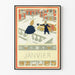 Vintage Dekorationsposter Janvier mit Winterlandschaft und astrologischen Elementen