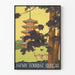 Vintage-Poster Japanischer Pagode und Hirsche – Wanddekoration Japan