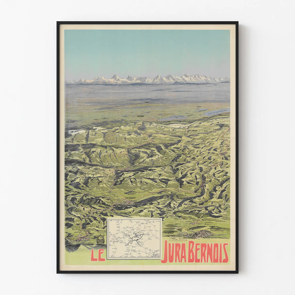 Vintage-Poster Region Jura Bernois - Dekorative Panoramakarte