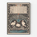 Vintage-Kalender-Poster Juni 1896 mit Reihern und Blumenmotiven