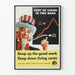 Vintage-Poster Krieg und Lebenshaltungskosten – Retro-Wanddekoration