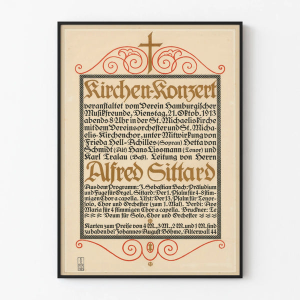 Vintage-Konzertposter der Kirche 1913, klassische Wanddekoration