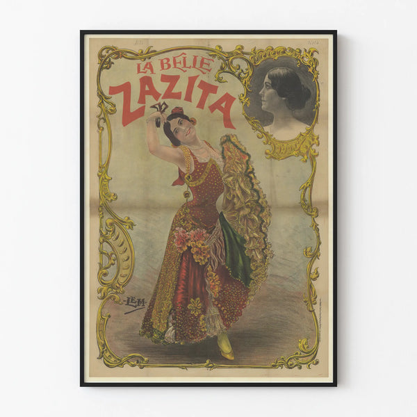 Vintage-Dekorposter La Belle Zazita in festlicher Kleidung