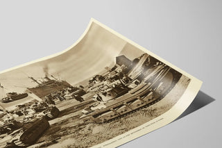 Historisches Dekoratives Poster: Großbritannien Hält Wort – Einschiffung der Panzers — Ansicht des Kunstwerks