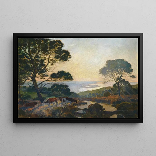 mileRen Mnard - Cattle grazing above a bay at dusk.webp