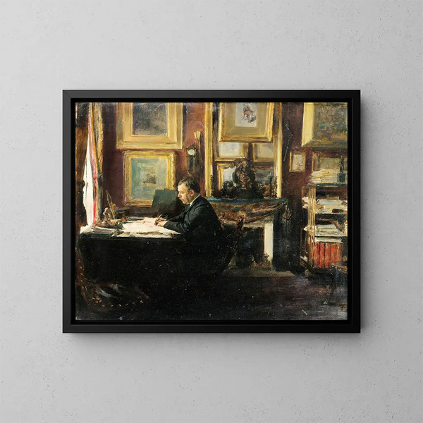Schauspieler Constant Coquelin in seinem Atelier - Émile Friant — gerahmtes Bild an der Wand