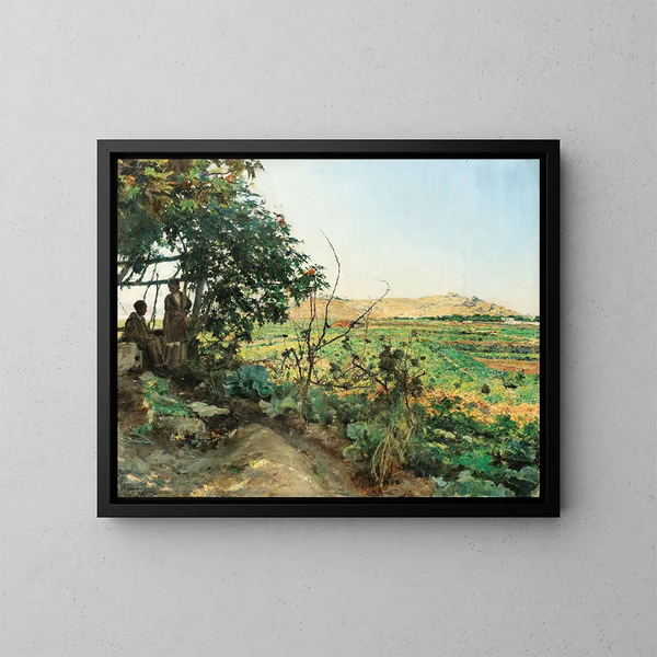 Landschaft der Vororte von Tunis - Émile Friant — gerahmtes Bild an der Wand
