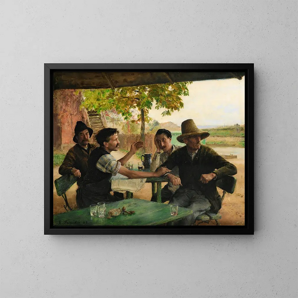 Die politische Diskussion - Émile Friant — gerahmtes Bild an der Wand