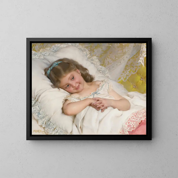 Mädchen ruhend - Émile Munier — gerahmtes Bild an der Wand