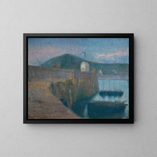 Der Hafen von Flamanville - Émile Tremblay — gerahmtes Bild an der Wand