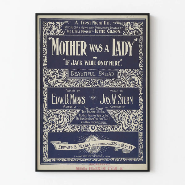 Vintage-Poster Wanddekoration Lied Mother Was a Lady