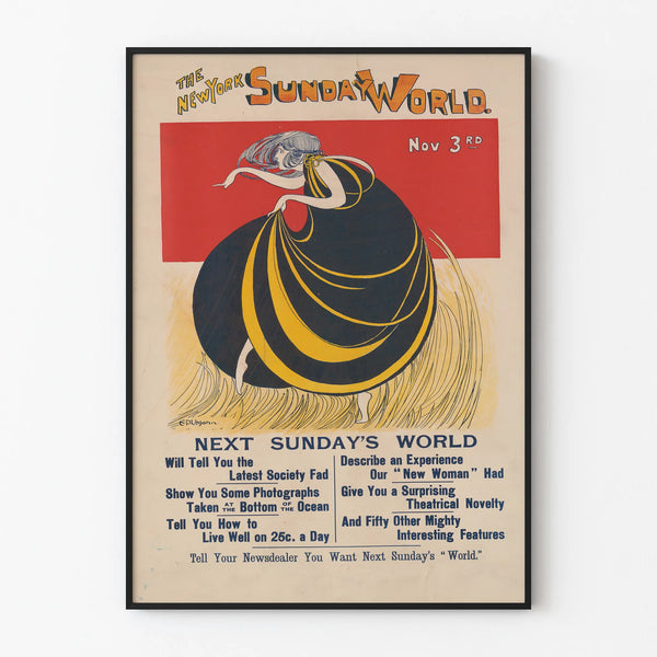 Vintage-Poster The New York Sunday World - Ausgabe vom 3. November