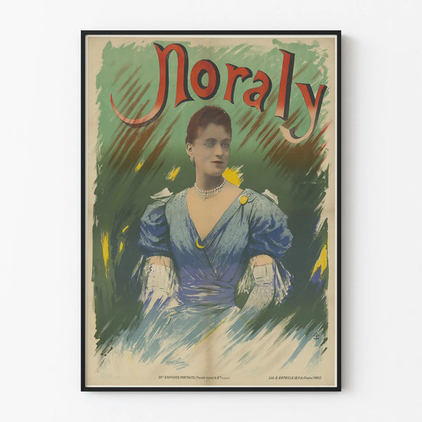 Vintage-Poster Noraly Porträt Elegante Frau im blauen Kleid