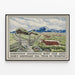 Dekoratives Poster mit Kuh und skandinavischer Landschaft im Vintage-Stil — gerahmtes Bild an der Wand