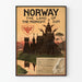 Vintage-Poster Norwegen Mitternachtssonne – Skandinavische Wanddekoration im Vintage-Stil