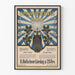 Vintage-Poster Wanddekoration Opfindelsernes Bog mit Eule und Lichtstrahlen