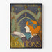 Dekoratives Vintage-Poster Oracions mit weiblichem Profil und offenem Buch