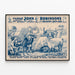 Vintage-Poster von John Robinson und Truppe schwarzer und weißer Lamas — gerahmtes Bild an der Wand