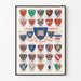 Plakat der Wappen der Colleges der Universität Oxford