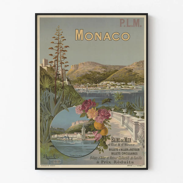 Vintage-Wanddekoration Poster Monaco Bäder am Meer