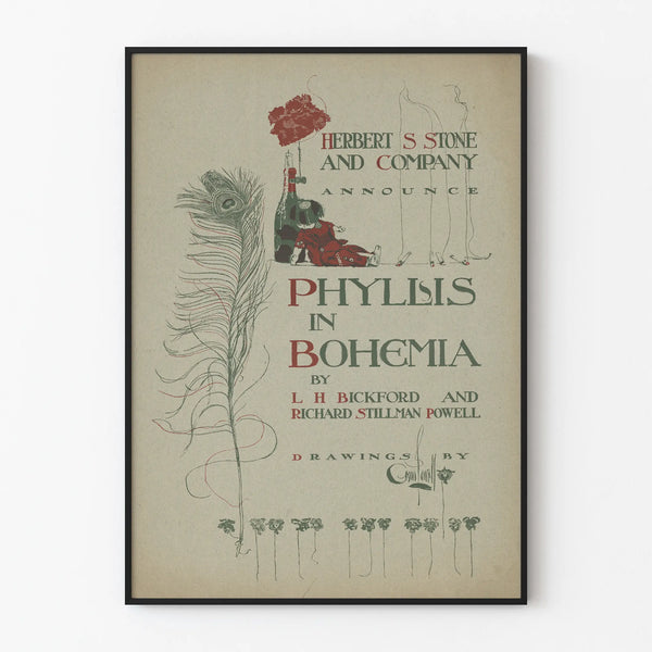Vintage-Poster Phyllis in Böhmen mit Pfauenfeder und Marionette