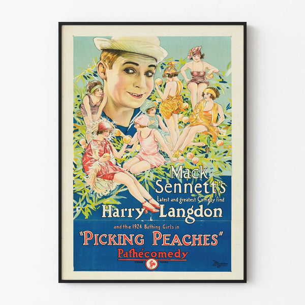 Vintage-Poster Picking Peaches mit Harry Langdon und Badende aus den 1920er Jahren