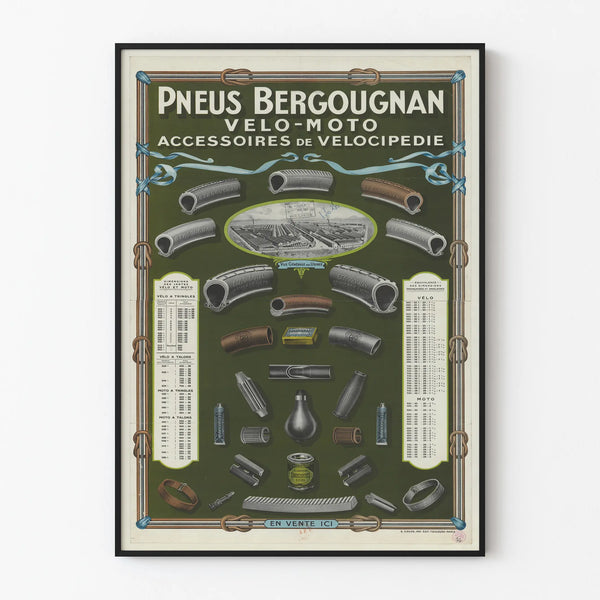 Vintage-Poster Pneus Bergougnan Fahrrad Motorrad Zubehör für Velocipédie