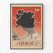 Vintage-Poster Le Chat Noir Silhouette mit weiblicher Figur und Blumenhut