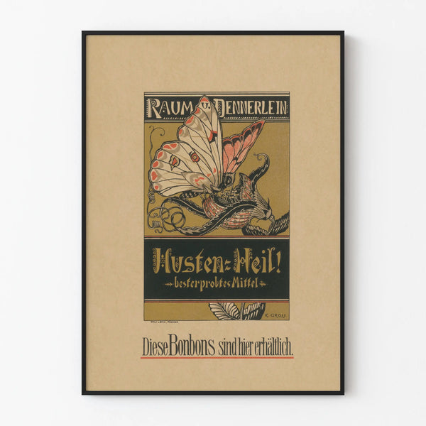 Vintage-Poster Raum und Dennerlein – Werbe-Poster für Hustenbonbons
