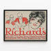 Vintage-Poster Richards Grill mit Porträt einer Frau und Musikern — gerahmtes Bild an der Wand